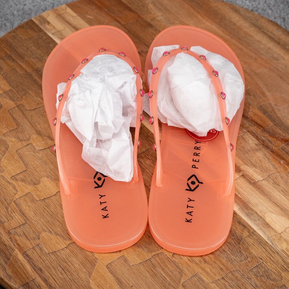 Katy Perry‎ the Geli Gem Women's Oasis Pink "Smell Me" PVC Flip Flops Size 8M - Picture 4 of 5